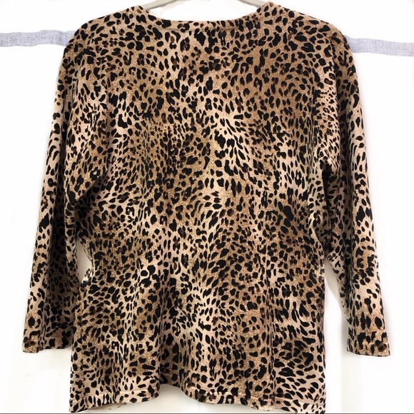 Sarah Spencer Silk Cheetah Cardigan Sweater w/ Bow - Picture 2 of 14